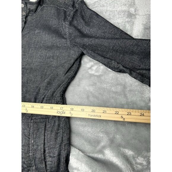 Eileen Fisher Jacket Medium Black Linen Blend Speckled Lightweight Snaps Zip Up - Picture 7 of 11